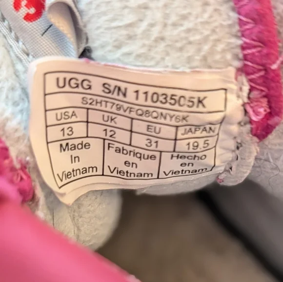 Girl's Ugg Pink Leather Suede Snow Boots Size 13 - Picture 7 of 9